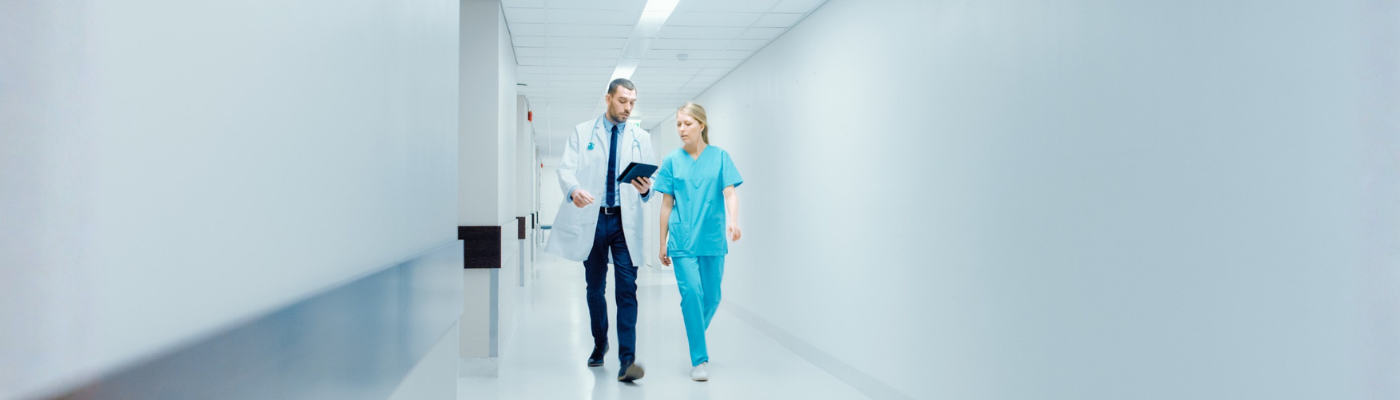 Modern bright hospital with professional staff