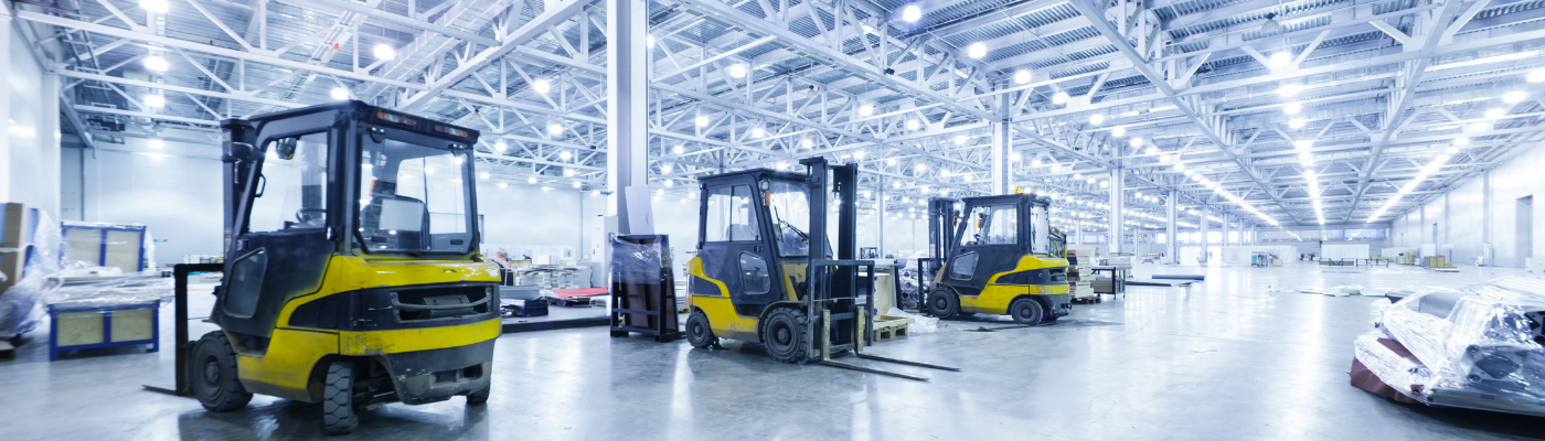 Forklifts in a warehouse