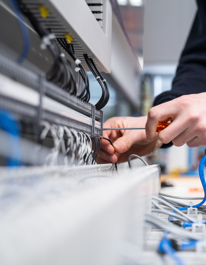Electrician using equipment