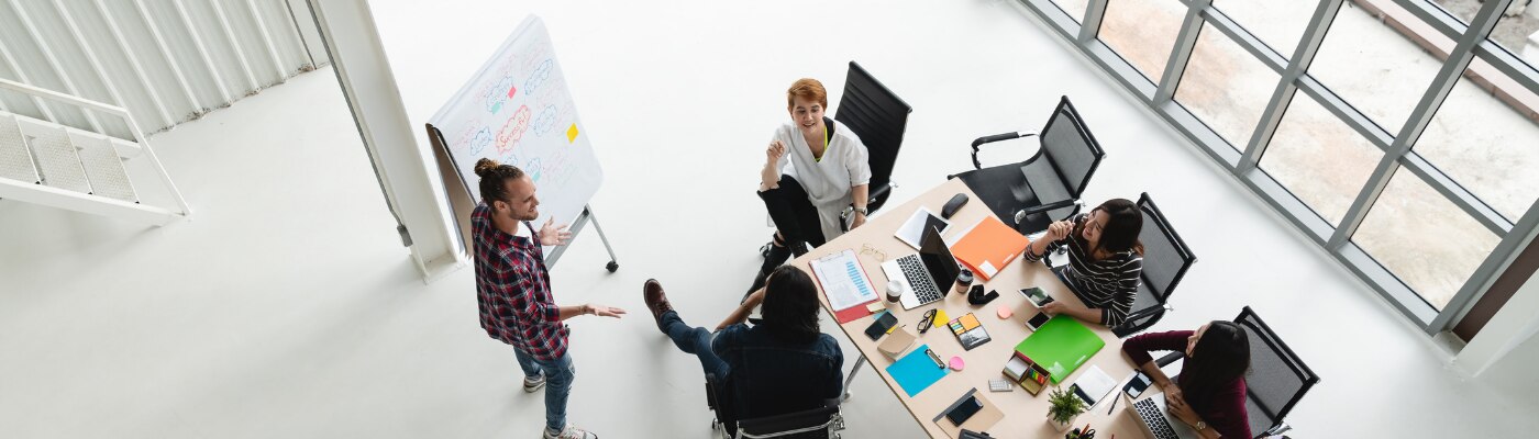 Group of Asian employees in a meeting