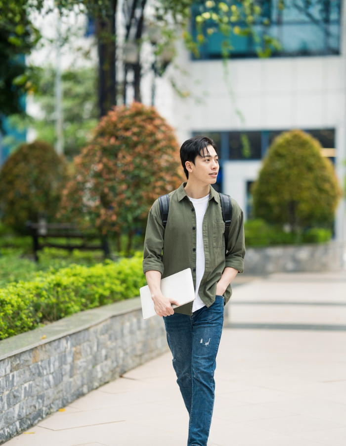 Young Asian student at school