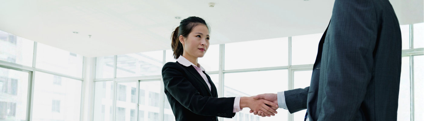 Two business people shaking hands