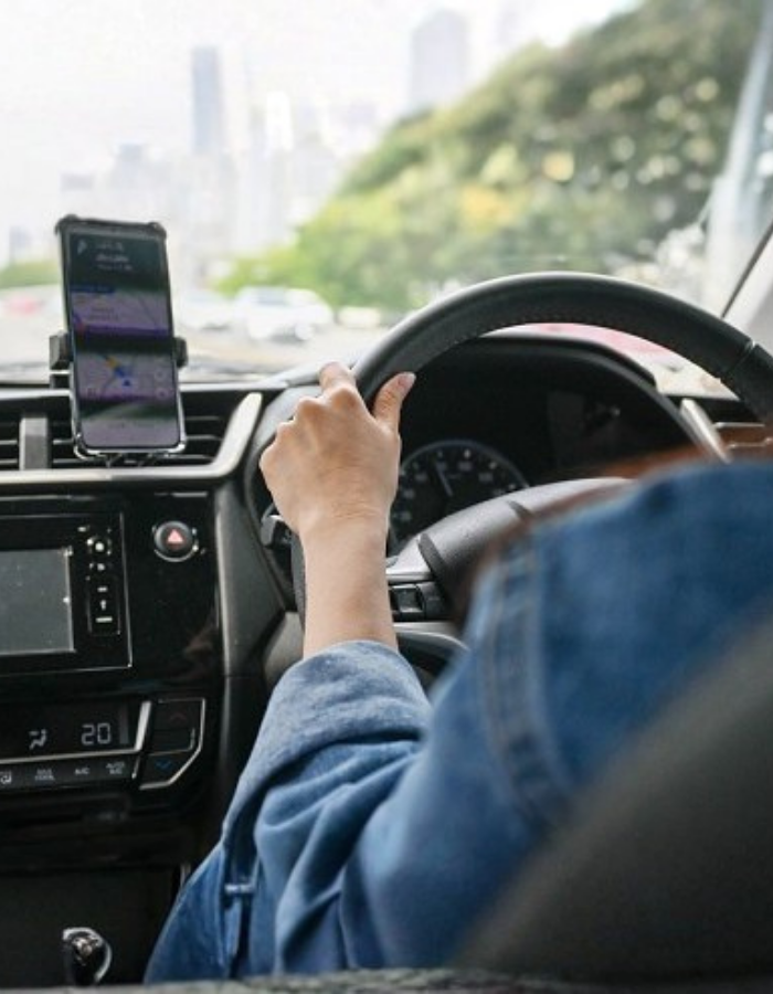 Female driver on the road