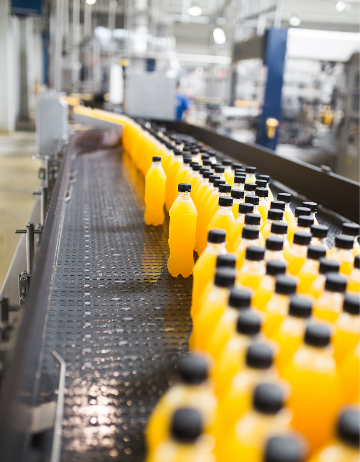 Factory line for processing and bottling of orange juice bottles