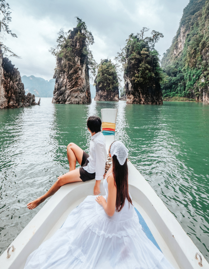 Couple on a white boat