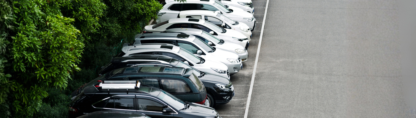 Cars in parking lots